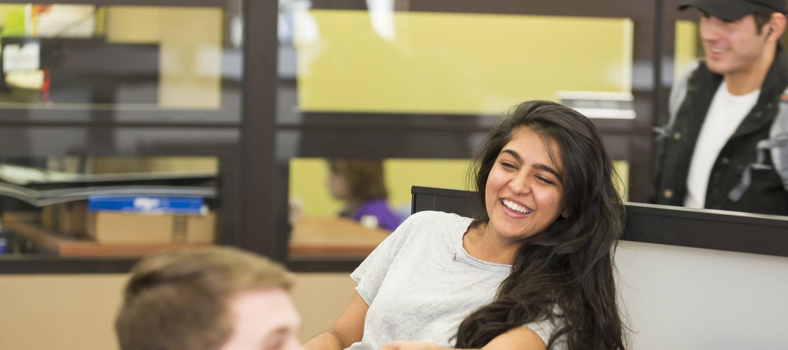 Smiling Students in Library Studying 027